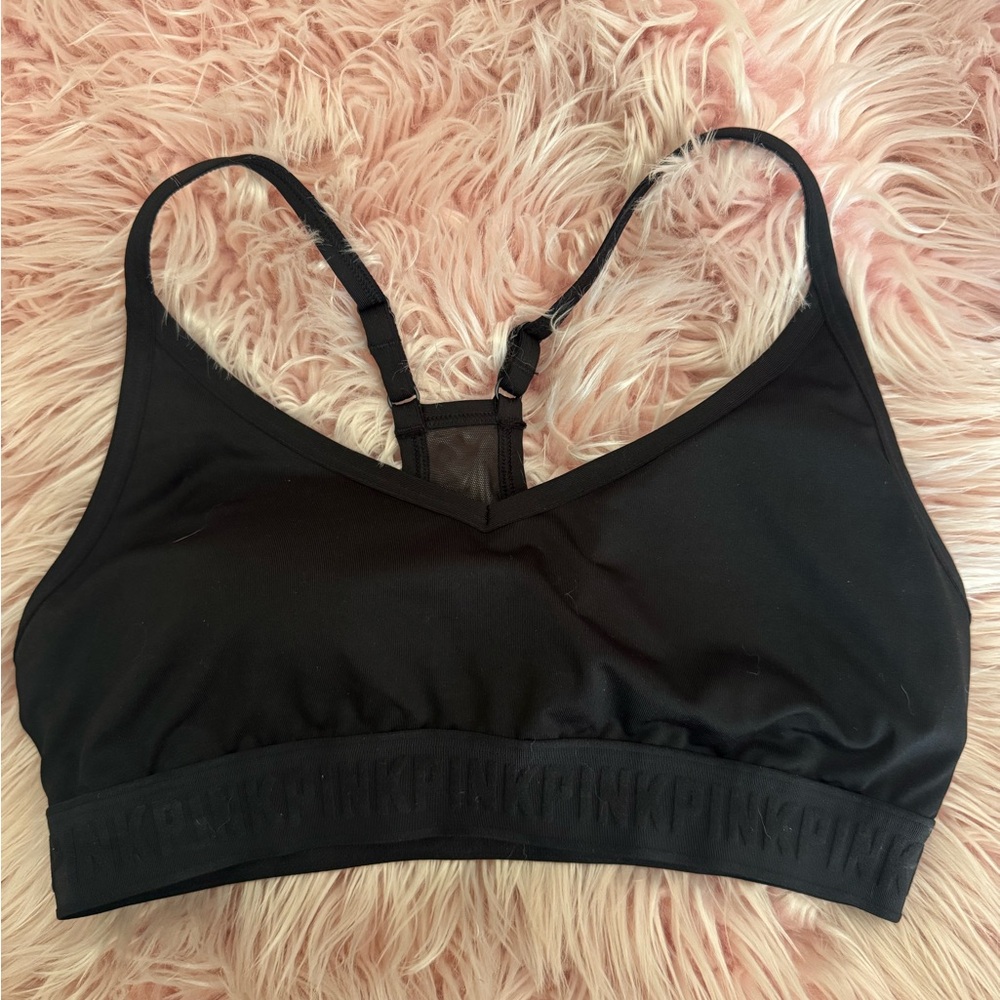 PINK Victoria’s Secret Black Ultimate Sports Bra Sz: L